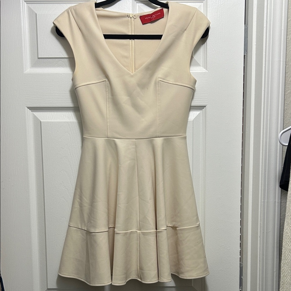 Chic Cream Cap Sleeve Mini Dress